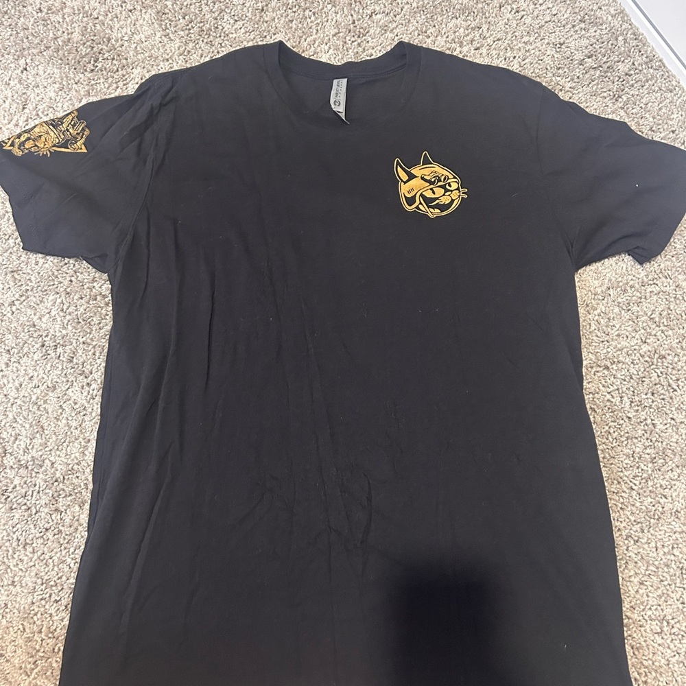 Next Level Apparel Black Tee with Gold Graphic